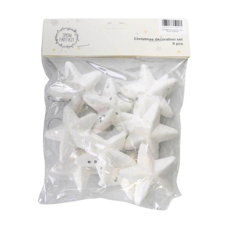 Set of Christmas tree decorations, Snow fantasy, 9 pcs., assorted