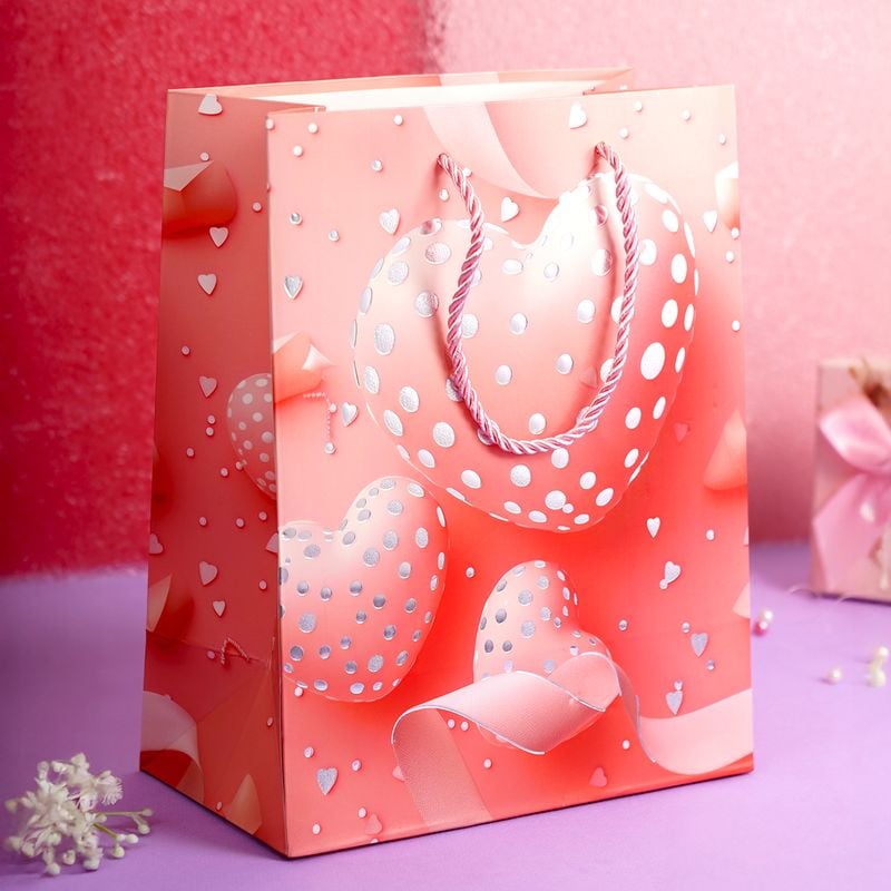 Gift bag “Pink heart”, 18 × 23 × 10 cm, in assortment