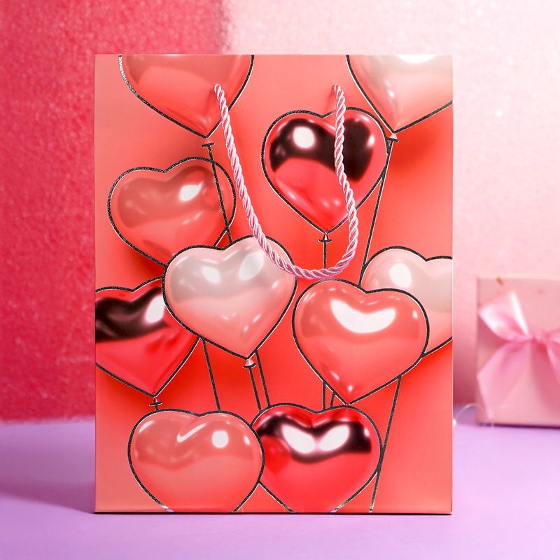 Gift bag “Pink heart”, 18 × 23 × 10 cm, in assortment
