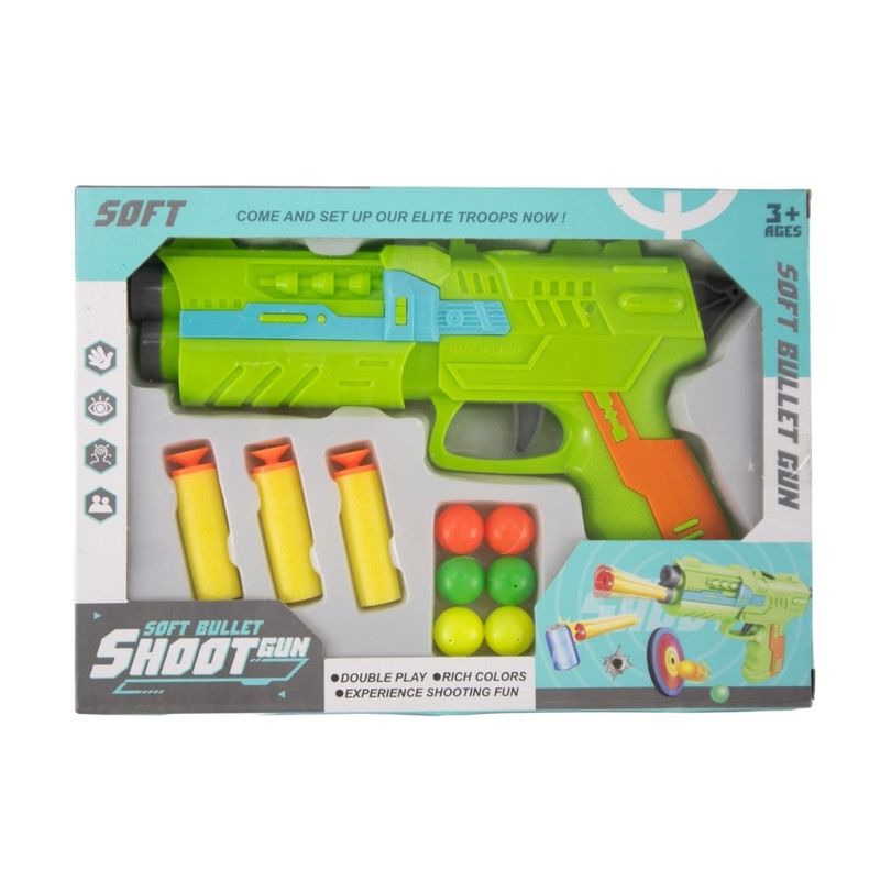 Play set gun with 3 pcs. bullets & 6 pcs. balls