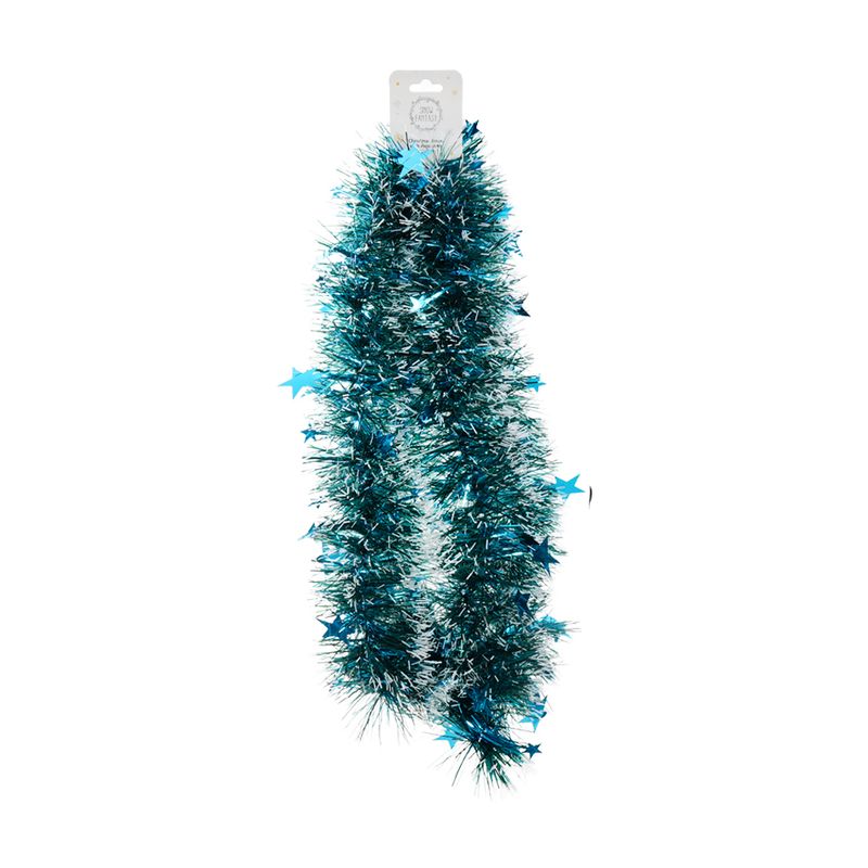 Christmas tinsel with mini stars, 9x200 cm