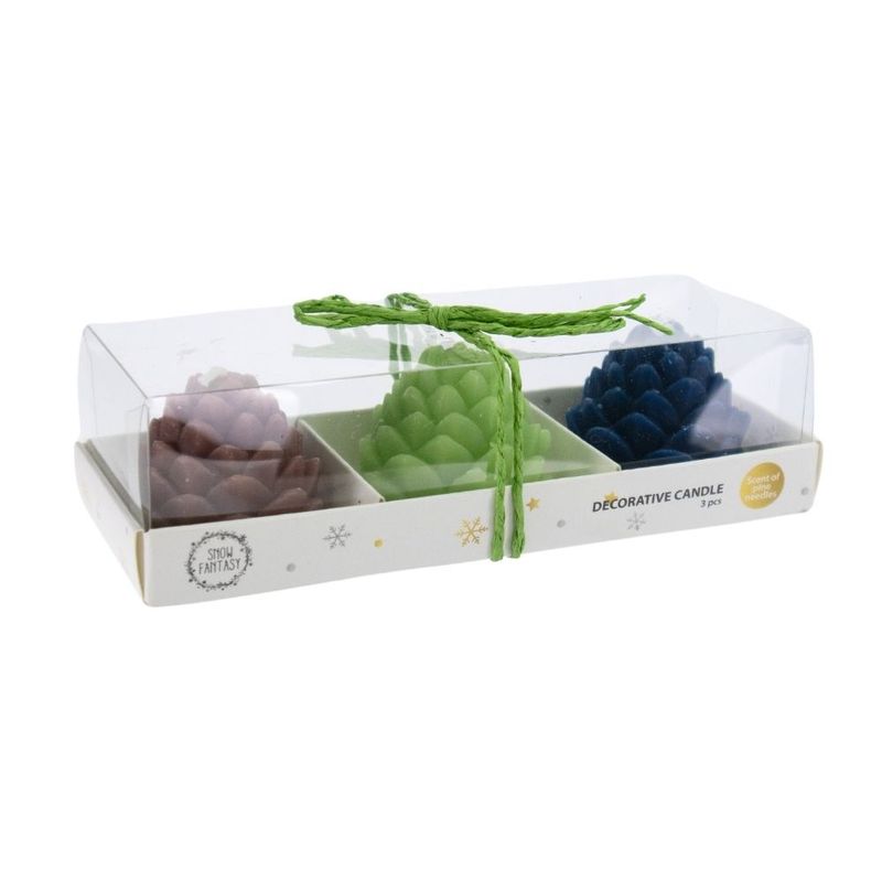 Set of candles, Snow fantasy, 3 pcs., assorted