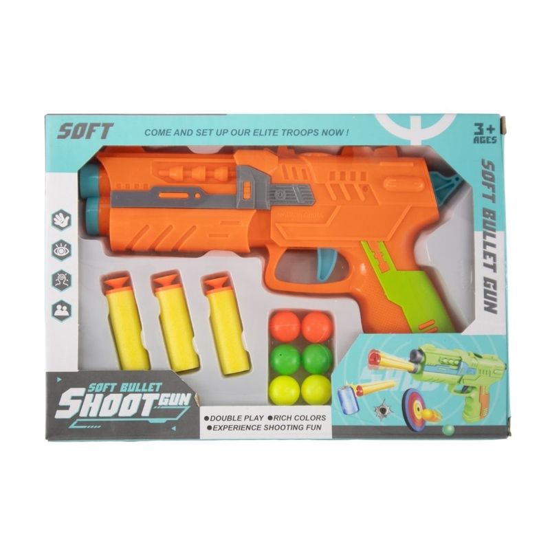 Play set gun with 3 pcs. bullets & 6 pcs. balls