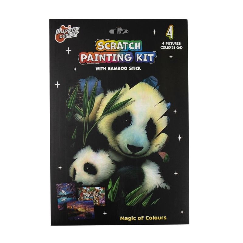 Scratch painting kit (with bamboo stick), in assortment