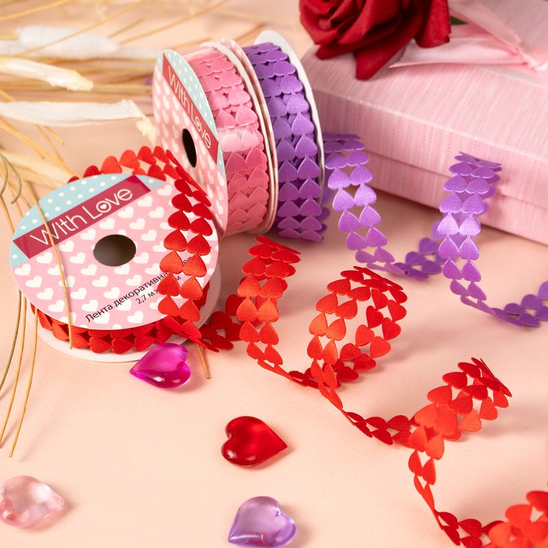 Ribbon \"Hearts\", 1.5 cm x 2.7 m