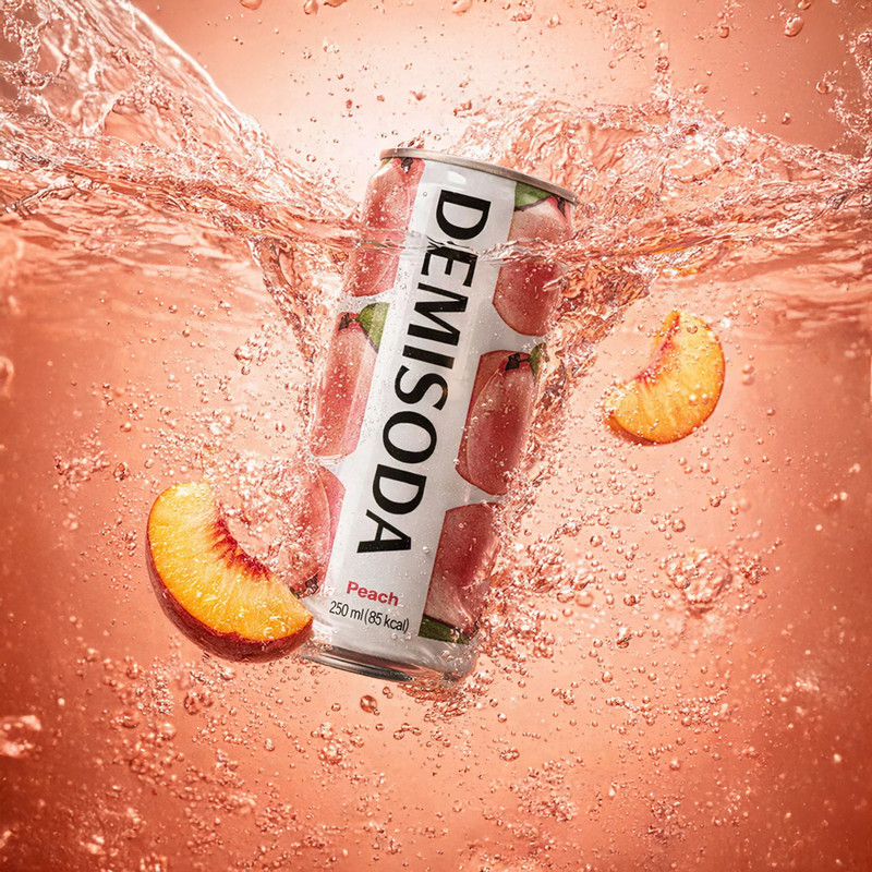 Carbonated drink, Demisoda, peach, 250 ml
