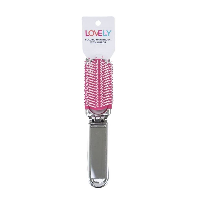 FOLDING HAIR BRUSH WITH MIRROR  Lovely