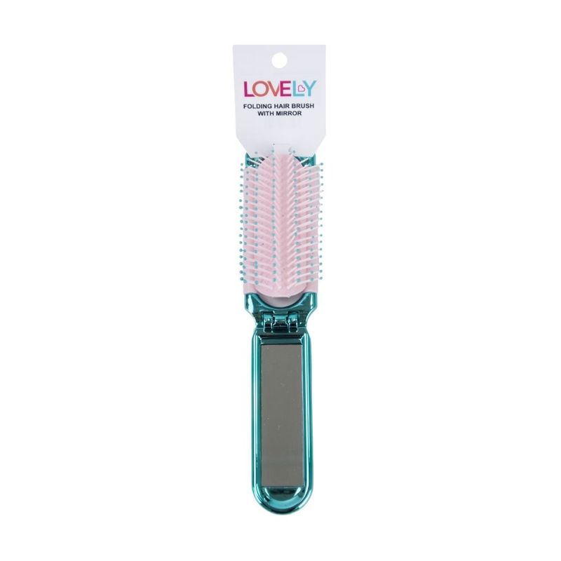 FOLDING HAIR BRUSH WITH MIRROR  Lovely