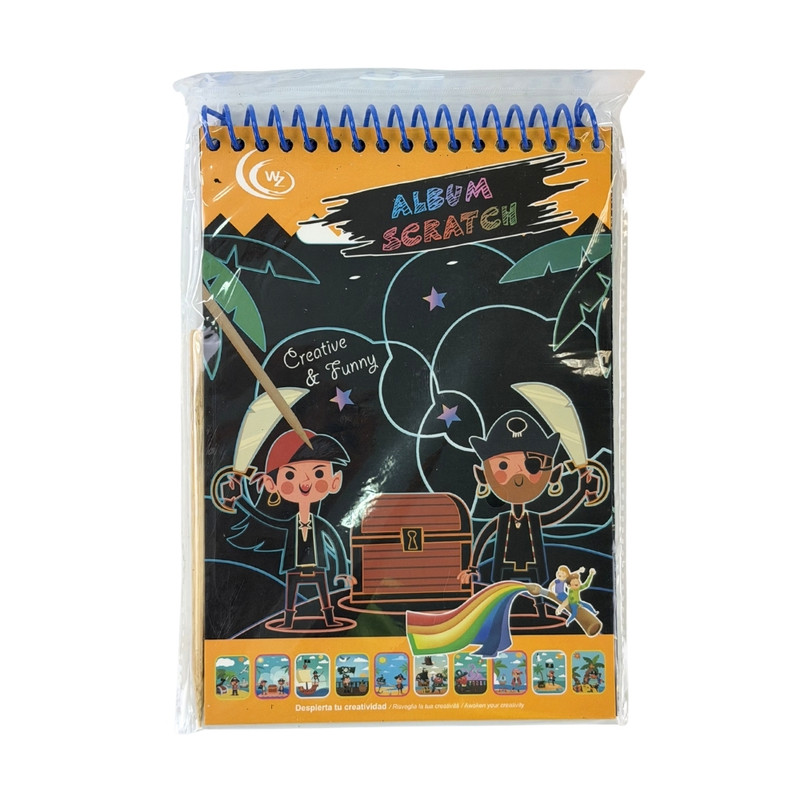 Scratch book with a wooden stick, assorted