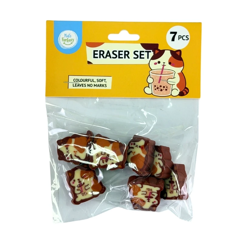 Eraser set, 7 pcs, assorted