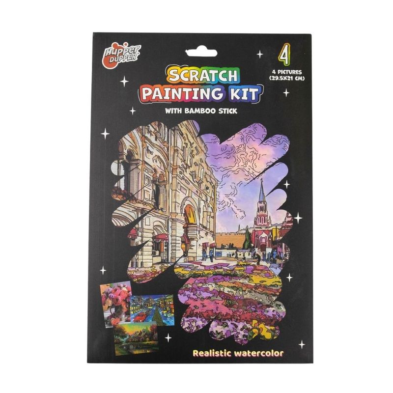 Scratch painting kit (with bamboo stick), in assortment