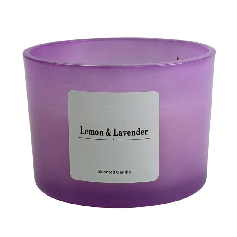 Scented candle in a glass with 3 wicks, in assortment