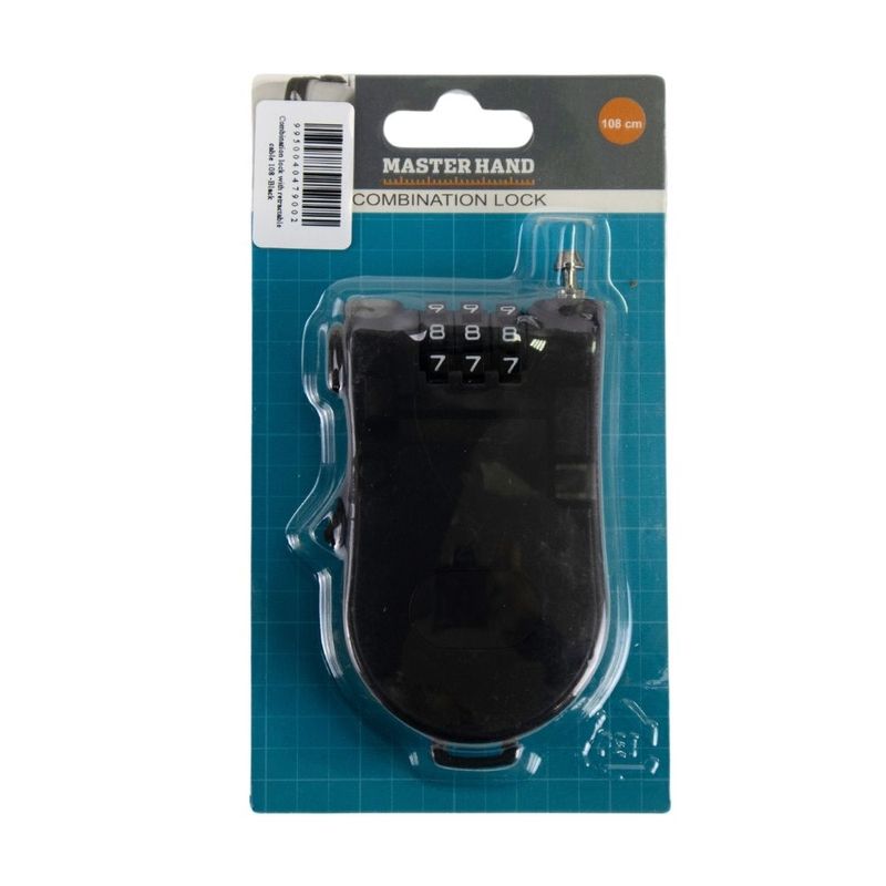 Combination lock with retractable cable 108