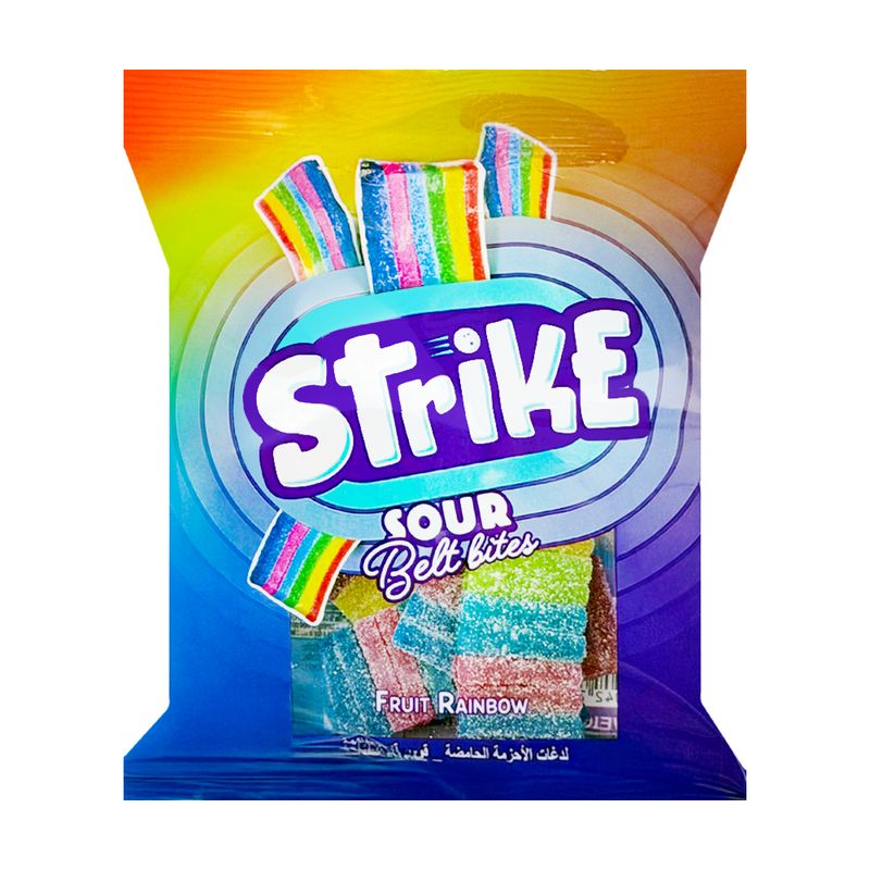 Gummy Strike Sour Belts Fruit Rainbow 70G