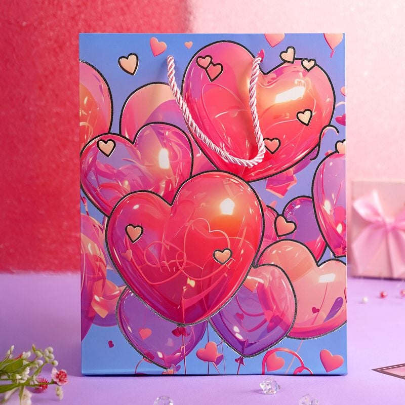 Gift bag “Pink heart”, 18 × 23 × 10 cm, in assortment