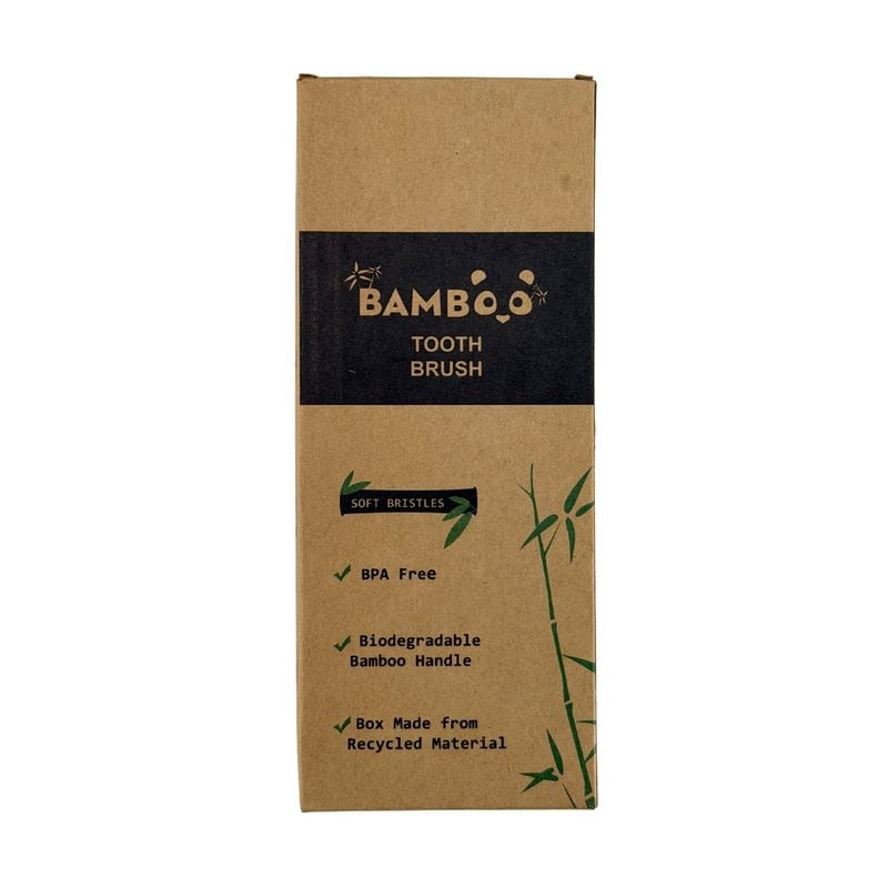 5pc bamboo flat handle toothbrush