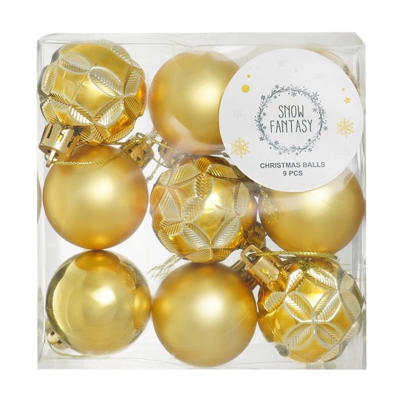 Christmas balls, Snow Fantasy, 4 cm, 9 pcs, assorted
