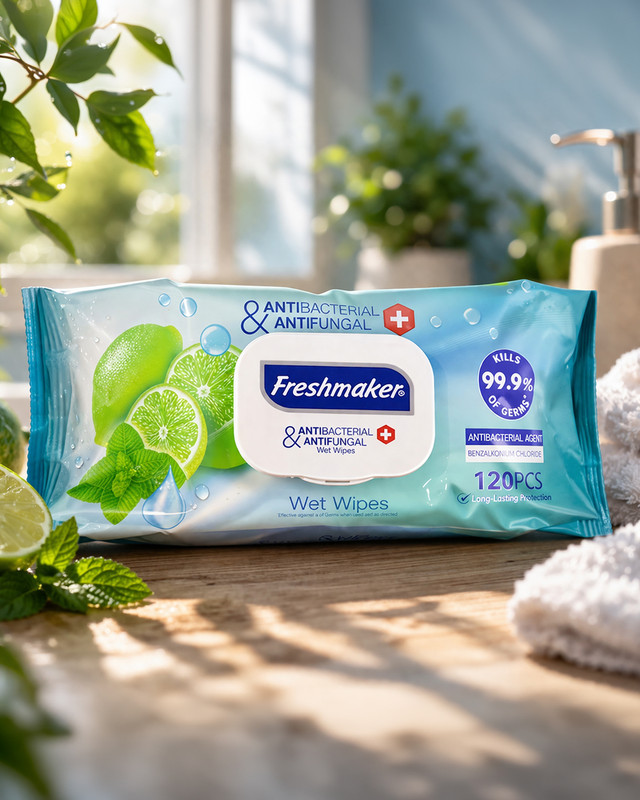 Antibacterial wet wipes, Freshmaker, 120 pcs., in assortment