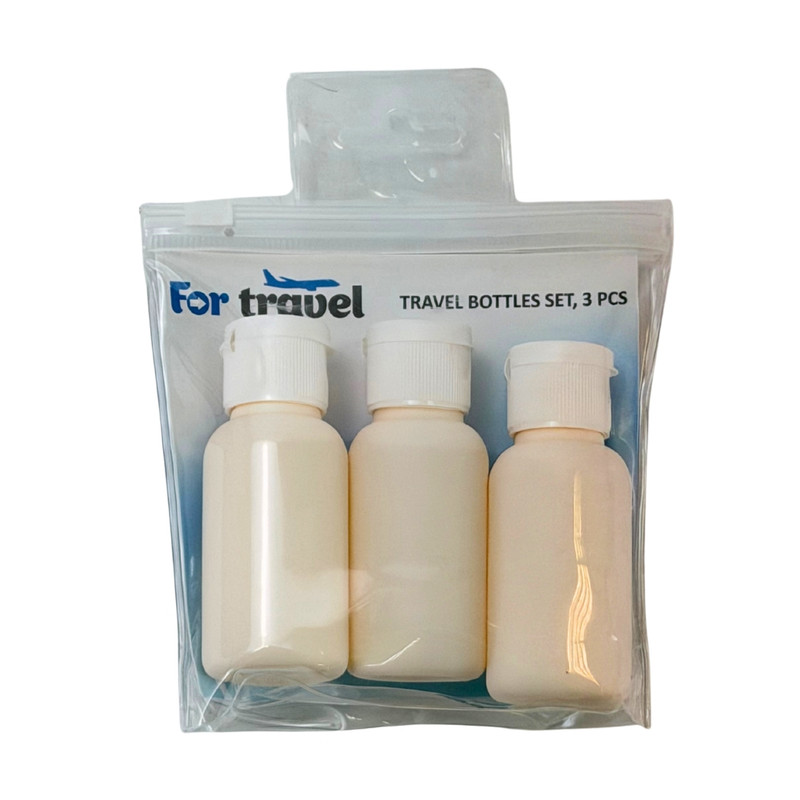 Travel bottles set, 3 pcs, assorted
