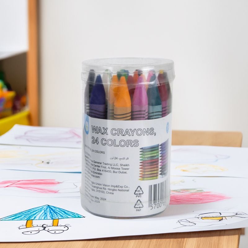 Wax crayons in a jar, 24 colors