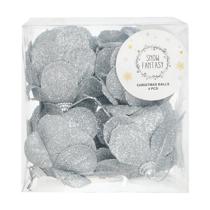 Christmas balls \"Flowers\", Snow Fantasy, 4 pcs, assorted