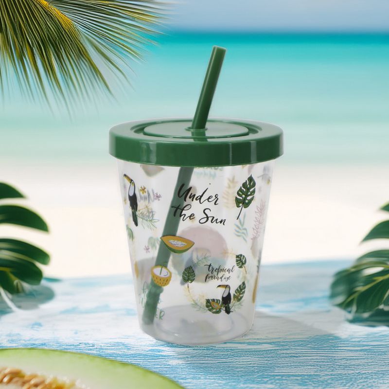 Glass with straw, 430 ml