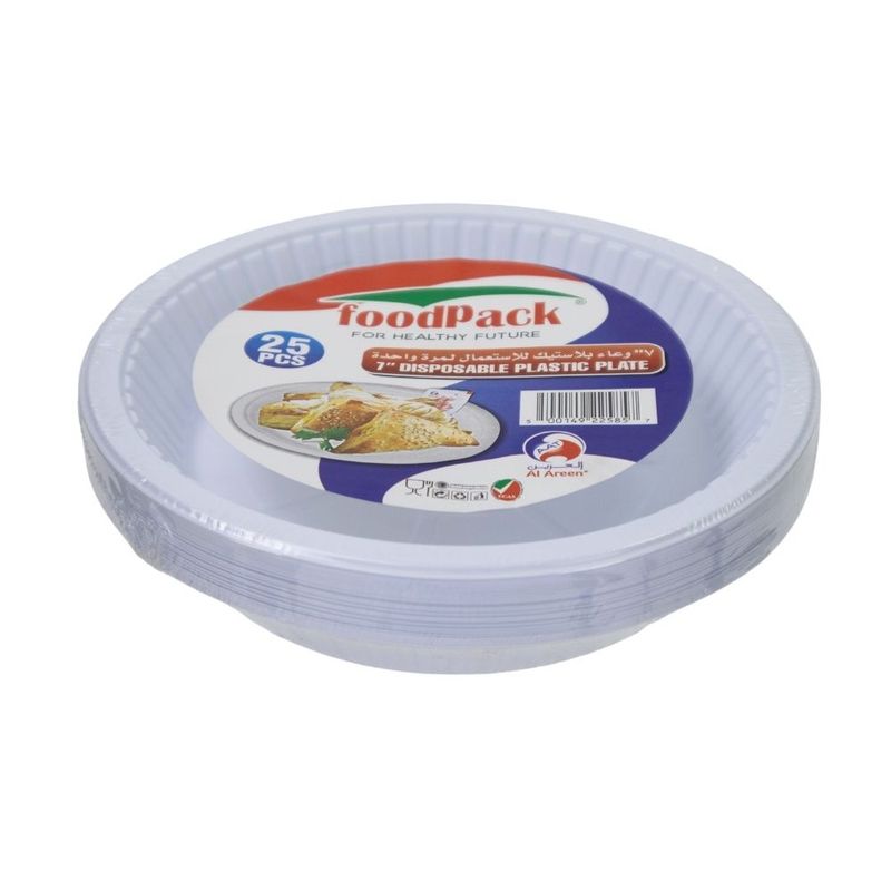 Al areen 7\" disposable plastic plates, 25 pcs