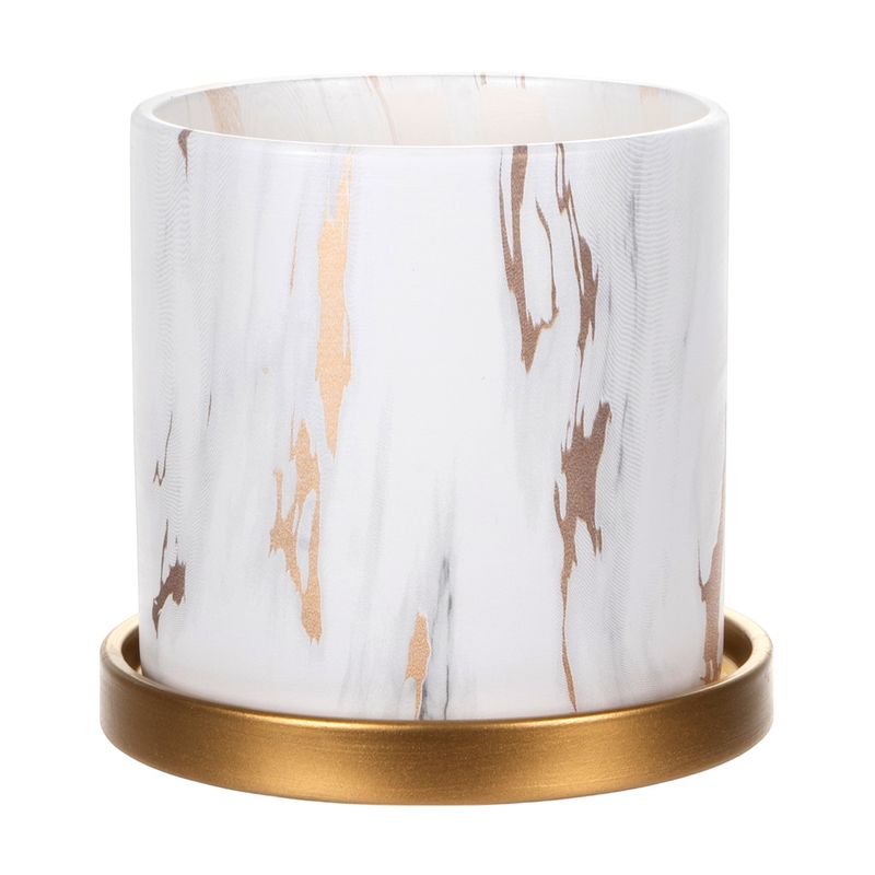 Flower pot with drainage tray \"Marble\"