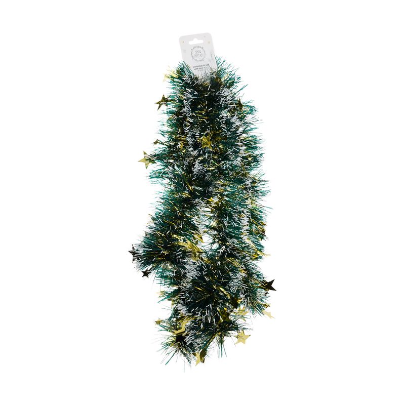 Christmas tinsel with mini stars, 9x200 cm