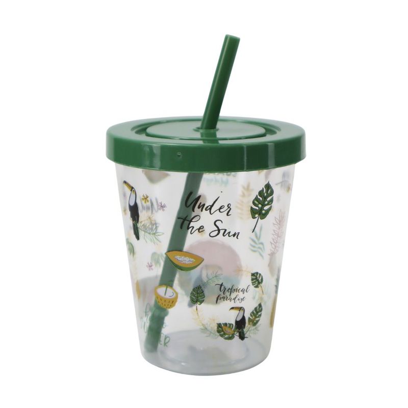 Glass with straw, 430 ml