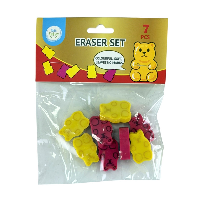 Eraser set, 7 pcs, assorted