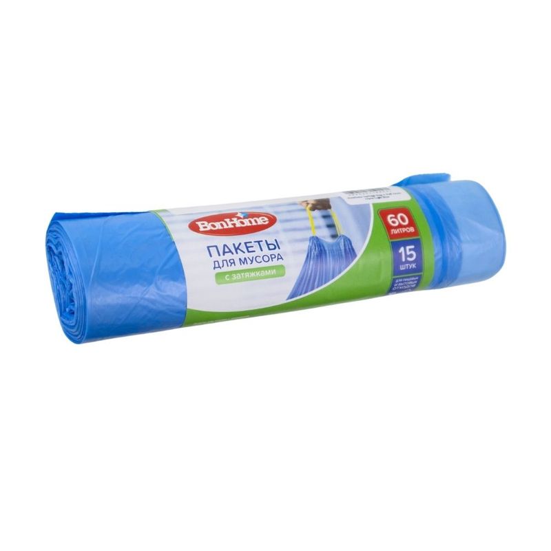 Garbage bags with ties, 60 l, 15 pcs.