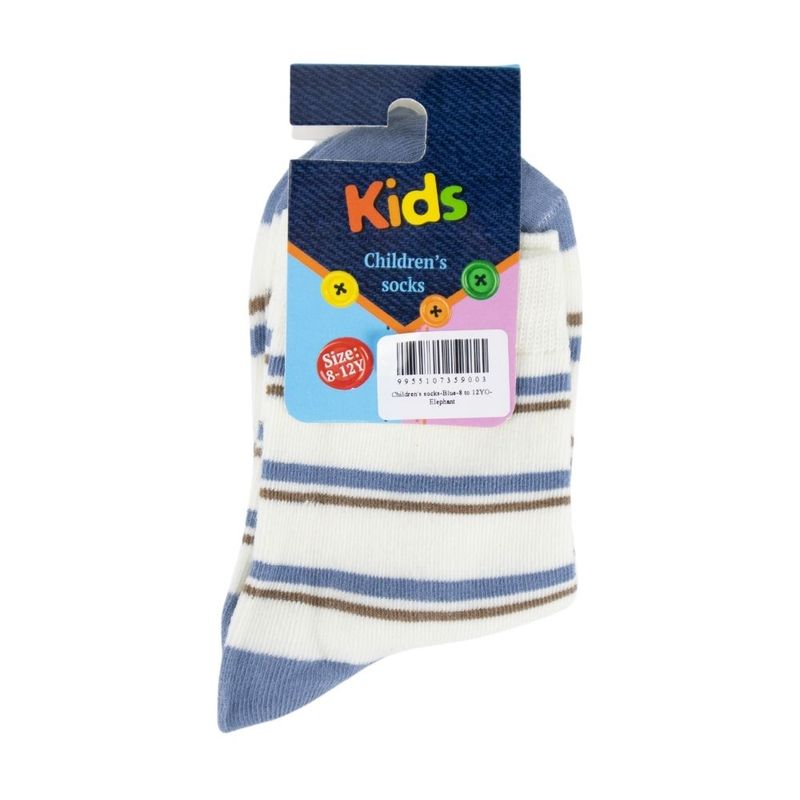Children\'s socks-Blue-8 to 12YO-Orange Dinosaur