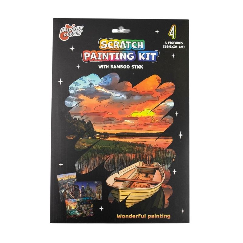 Scratch painting kit (with bamboo stick), in assortment