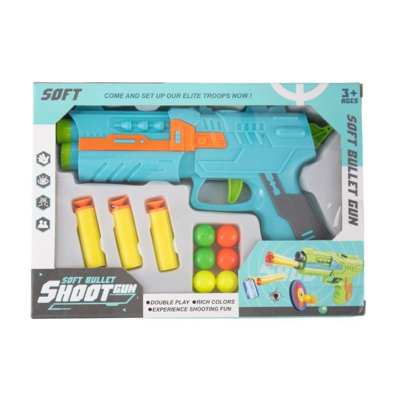 Play set gun with 3 pcs. bullets & 6 pcs. balls