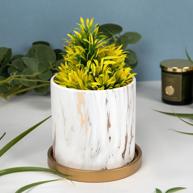 Flower pot with drainage tray \"Marble\"