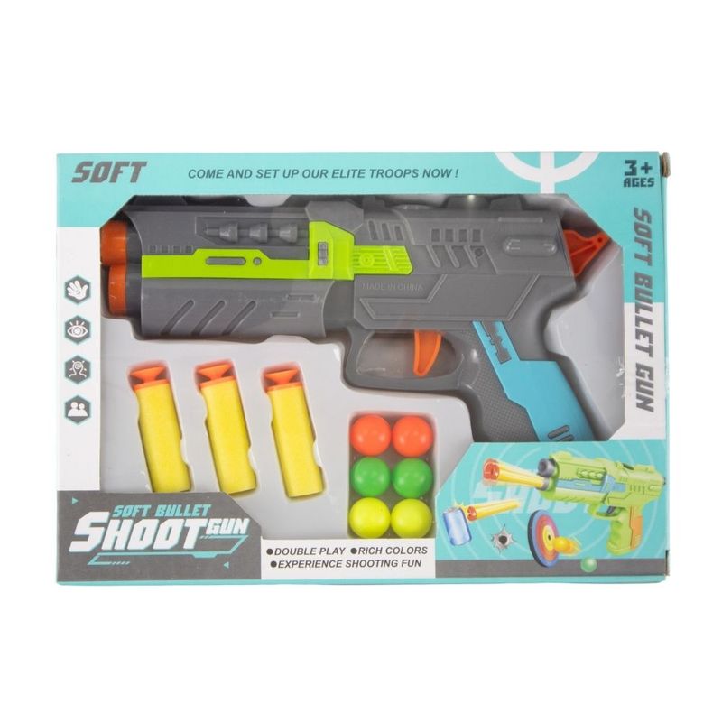 Play set gun with 3 pcs. bullets & 6 pcs. balls