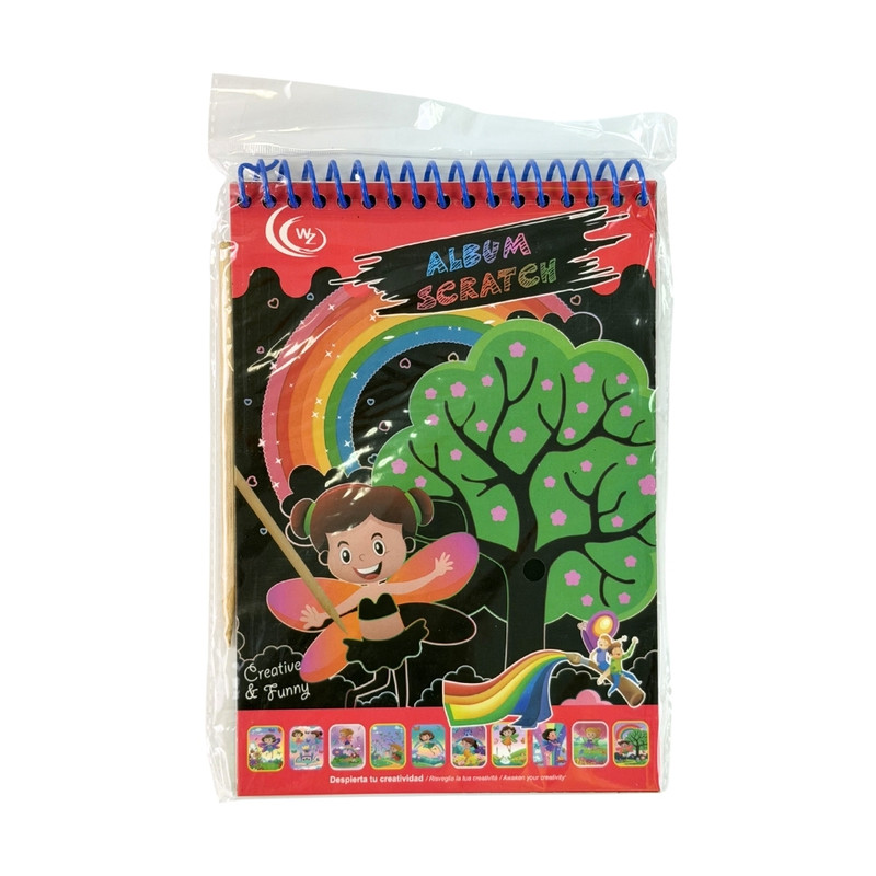 Scratch book with a wooden stick, assorted