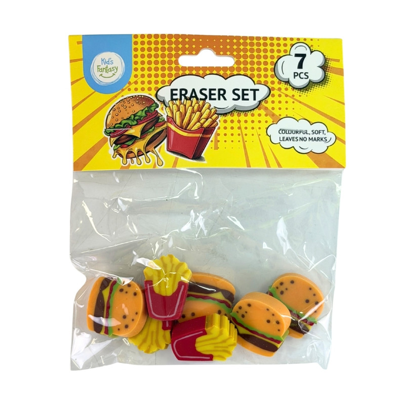 Eraser set, 7 pcs, assorted